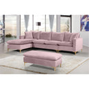  Manufacturer Color_Pink -- Naomi 110" Pink Velvet Upholstered Reversible Sectional IMAGE 9