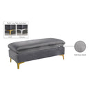  Manufacturer Color_Grey -- Naomi Grey Velvet Upholstered Bench IMAGE 4