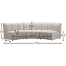 Meridian Infinity Cream Velvet 3 pc Modular Sectional IMAGE 11