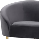  Manufacturer Color_Grey -- Ritz 67" Grey Velvet Upholstered Loveseat IMAGE 4
