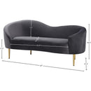 Meridian Ritz Grey Velvet Loveseat IMAGE 8