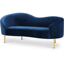  Manufacturer Color_Navy -- Ritz 67" Navy Velvet Upholstered Loveseat IMAGE 1