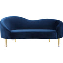  Manufacturer Color_Navy -- Ritz 67" Navy Velvet Upholstered Loveseat IMAGE 3