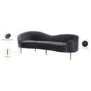  Manufacturer Color_Grey -- Ritz 85.5" Grey Velvet Upholstered Sofa IMAGE 10
