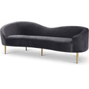  Manufacturer Color_Grey -- Ritz 85.5" Grey Velvet Upholstered Sofa IMAGE 1