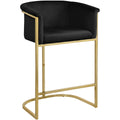  Color_Black/ Gold -- Donatella Black Velvet Upholstered Counter Stool IMAGE 1