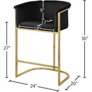 Meridian Donatella Black Velvet Stool IMAGE 5