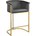  Color_Gold/ Grey -- Donatella Grey Velvet Upholstered Counter Stool IMAGE 1
