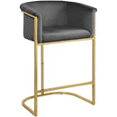  Color_Gold/ Grey -- Donatella Grey Velvet Upholstered Counter Stool IMAGE 1