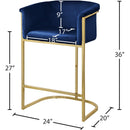  Color_Navy -- Donatella Navy Velvet Upholstered Counter Stool IMAGE 5
