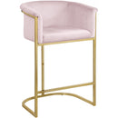  Color_Gold/ Pink -- Donatella Pink Velvet Upholstered Counter Stool IMAGE 1