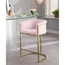  Color_Gold/ Pink -- Donatella Pink Velvet Upholstered Counter Stool IMAGE 2