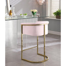 Color_Gold/ Pink -- Donatella Pink Velvet Upholstered Counter Stool IMAGE 4
