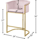  Color_Gold/ Pink -- Donatella Pink Velvet Upholstered Counter Stool IMAGE 5