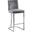  Color_Chrome/ Grey -- Heidi Grey Velvet Upholstered Counter Stool IMAGE 1