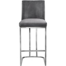  Color_Chrome/ Grey -- Heidi Grey Velvet Upholstered Counter Stool IMAGE 4