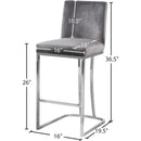  Color_Chrome/ Grey -- Heidi Grey Velvet Upholstered Counter Stool IMAGE 5