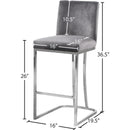 Meridian Heidi Grey Velvet Stool IMAGE 5