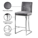  Color_Chrome/ Grey -- Heidi Grey Velvet Upholstered Counter Stool IMAGE 6