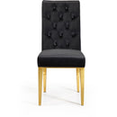  Color_Black/ Gold -- Capri Black Velvet Upholstered Dining Chair IMAGE 3