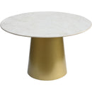  Meridian Sorrento 50" Gold Marble Top And Metal Base Dining Table IMAGE 4