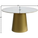  Meridian Sorrento 50" Gold Marble Top And Metal Base Dining Table IMAGE 5