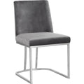  Color_Chrome/ Grey -- Heidi Grey Velvet Upholstered Dining Chair IMAGE 1