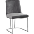  Color_Chrome/ Grey -- Heidi Grey Velvet Upholstered Dining Chair IMAGE 1