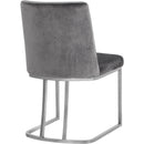  Color_Chrome/ Grey -- Heidi Grey Velvet Upholstered Dining Chair IMAGE 3