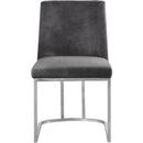  Color_Chrome/ Grey -- Heidi Grey Velvet Upholstered Dining Chair IMAGE 4