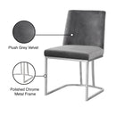  Color_Chrome/ Grey -- Heidi Grey Velvet Upholstered Dining Chair IMAGE 6