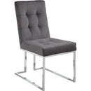  Color_Chrome/ Grey -- Alexis Grey Velvet Upholstered Dining Chair IMAGE 1