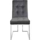  Color_Chrome/ Grey -- Alexis Grey Velvet Upholstered Dining Chair IMAGE 4