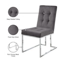  Color_Chrome/ Grey -- Alexis Grey Velvet Upholstered Dining Chair IMAGE 6