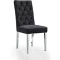  Color_Black/ Chrome -- Juno Black Velvet Upholstered Dining Chair IMAGE 1