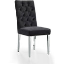  Color_Black/ Chrome -- Juno Black Velvet Upholstered Dining Chair IMAGE 1