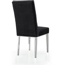  Color_Black/ Chrome -- Juno Black Velvet Upholstered Dining Chair IMAGE 2