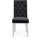  Color_Black/ Chrome -- Juno Black Velvet Upholstered Dining Chair IMAGE 3