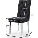  Color_Black/ Chrome -- Juno Black Velvet Upholstered Dining Chair IMAGE 4