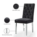  Color_Black/ Chrome -- Juno Black Velvet Upholstered Dining Chair IMAGE 5