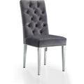  Color_Chrome/ Grey -- Juno Grey Velvet Upholstered Dining Chair IMAGE 1