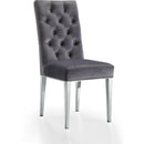  Color_Chrome/ Grey -- Juno Grey Velvet Upholstered Dining Chair IMAGE 1