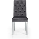  Color_Chrome/ Grey -- Juno Grey Velvet Upholstered Dining Chair IMAGE 3