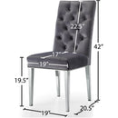  Color_Chrome/ Grey -- Juno Grey Velvet Upholstered Dining Chair IMAGE 4