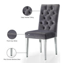  Color_Chrome/ Grey -- Juno Grey Velvet Upholstered Dining Chair IMAGE 5