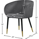  Color_Grey -- Louise Grey Velvet Upholstered Dining Chair IMAGE 7