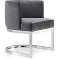  Color_Chrome/ Grey -- Gianna Grey Velvet Upholstered Dining Chair IMAGE 1