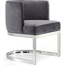  Color_Chrome/ Grey -- Gianna Grey Velvet Upholstered Dining Chair IMAGE 1
