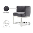  Color_Chrome/ Grey -- Gianna Grey Velvet Upholstered Dining Chair IMAGE 6