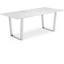  Meridian Carlton 78" Chrome Marble Veneer Top And Chrome Steel Base Dining Table IMAGE 1